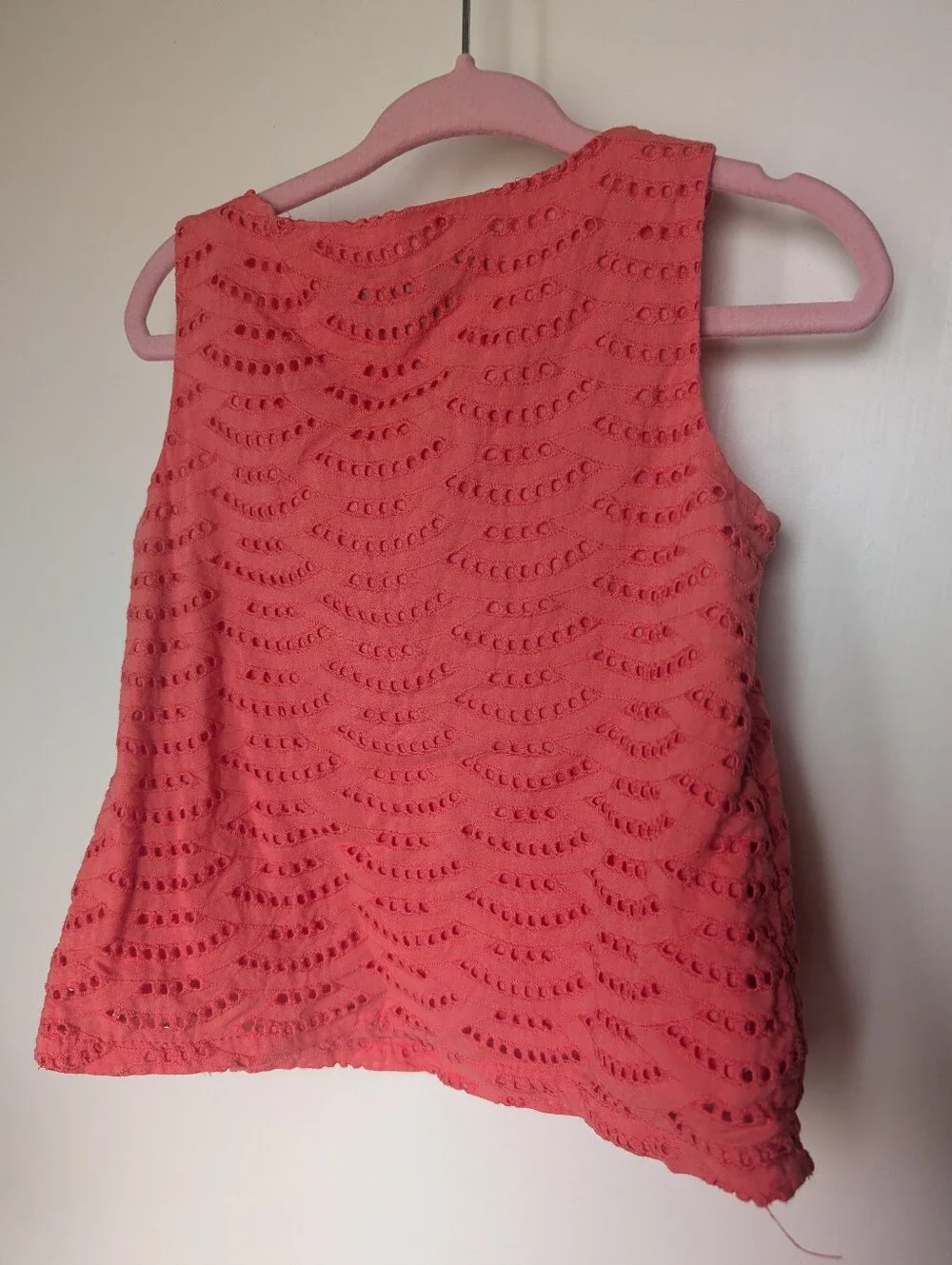 Eyelet Coral Matching Blouse And Short Set With Gold Accents  2T
